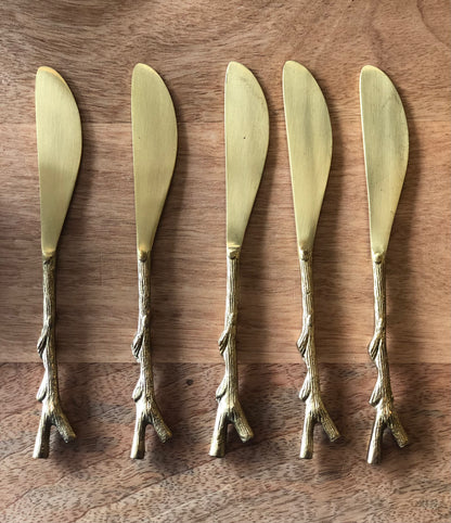 Brass twig shape handle butter knife