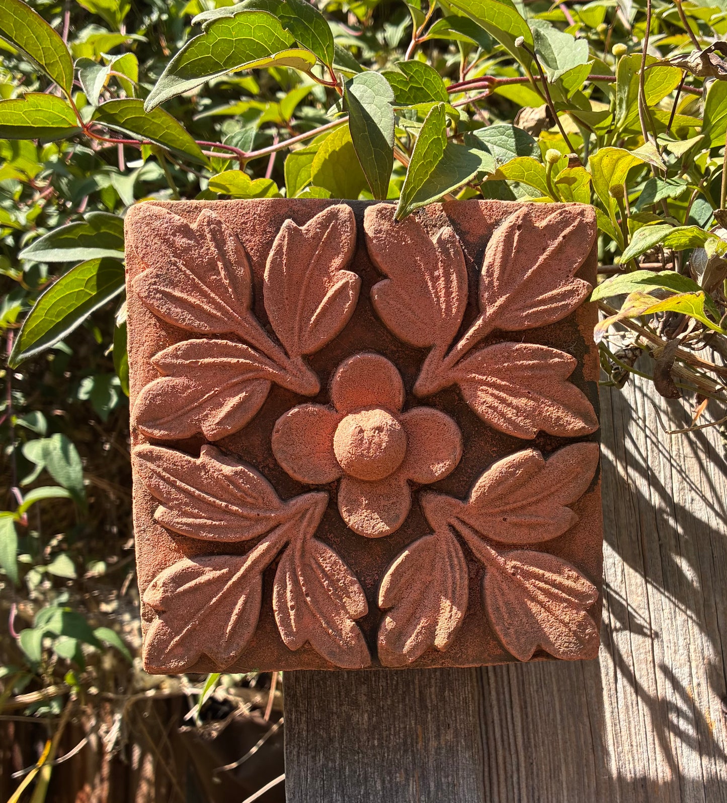 Flower & Leaf Wall Plaque | Handmade Terracotta | New Home & Gift Ornament