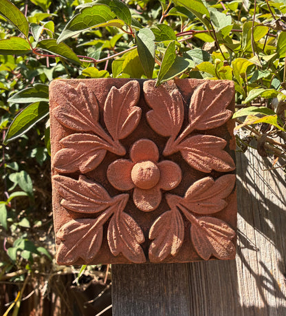 Flower & Leaf Wall Plaque | Handmade Terracotta | New Home & Gift Ornament