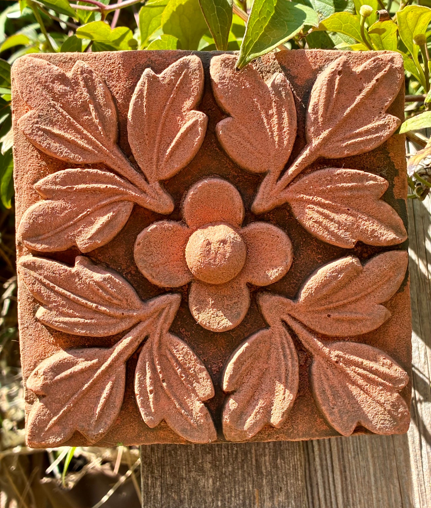 Flower & Leaf Wall Plaque | Handmade Terracotta | New Home & Gift Ornament