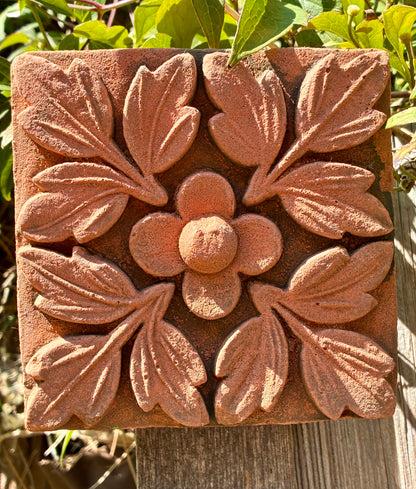 Flower & Leaf Wall Plaque | Handmade Terracotta | New Home & Gift Ornament