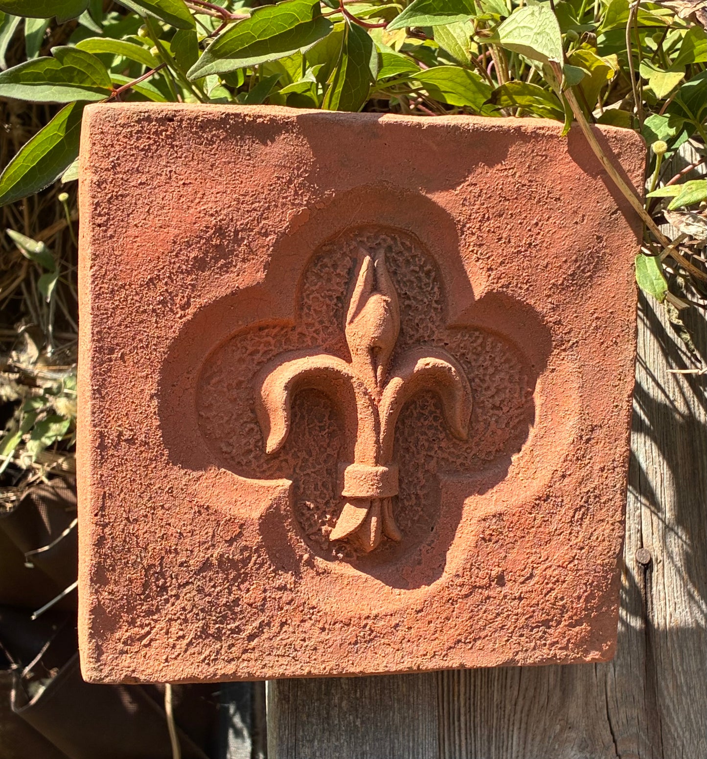 Fleur de Lys Wall Plaque | Handmade Terracotta | Stone Finish