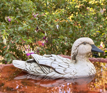 Stone Teal Duck Sculpture | Hand-Finished Garden & Home Ornament