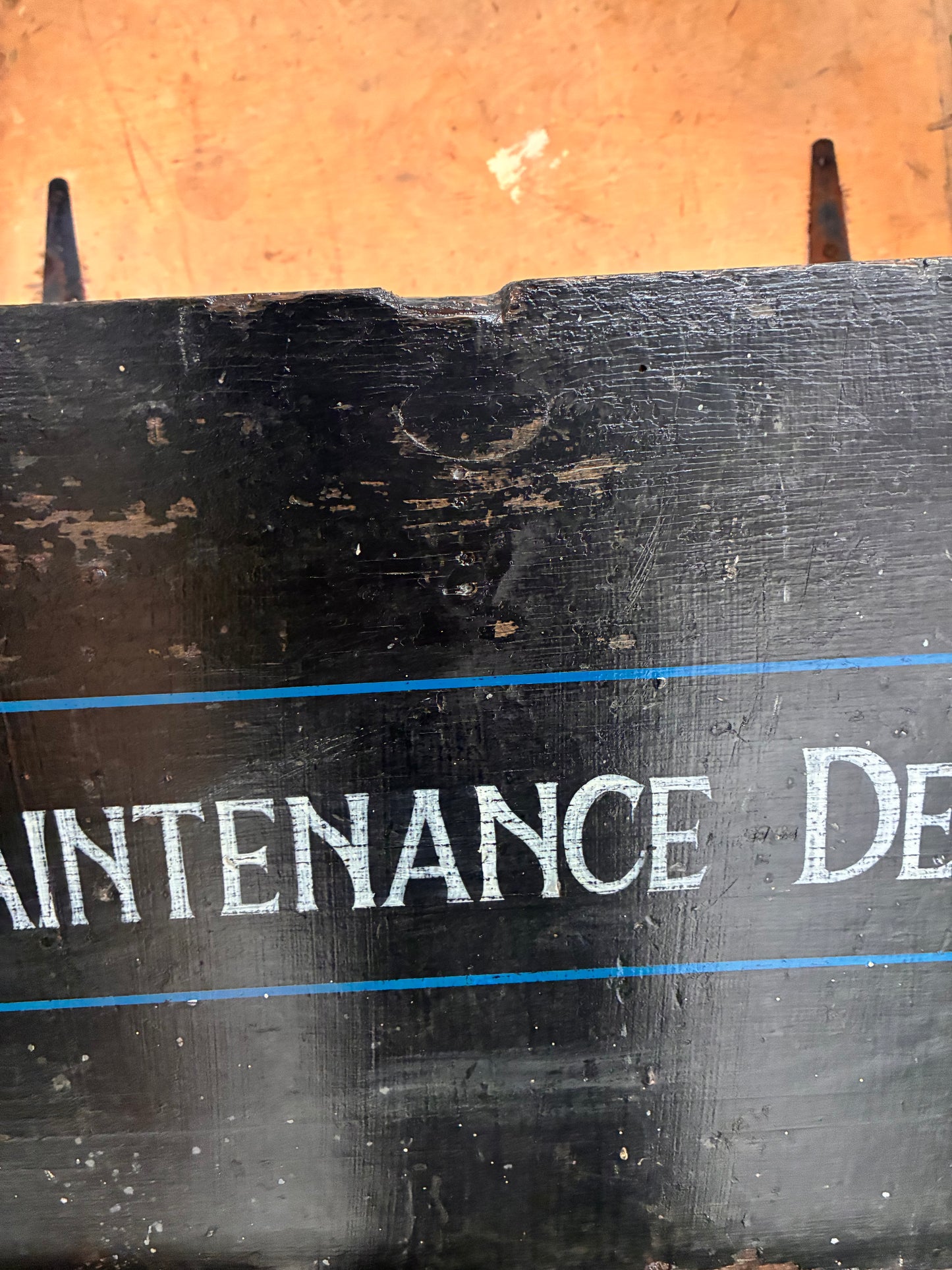 Vintage Wooden Trunk | Cadbury Maintenance Dept | Original Metal Handles | Authentic Industrial Storage