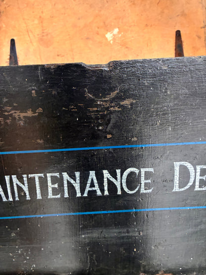 Vintage Wooden Trunk | Cadbury Maintenance Dept | Original Metal Handles | Authentic Industrial Storage