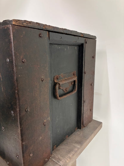 Vintage Wooden Trunk | Cadbury Maintenance Dept | Original Metal Handles | Authentic Industrial Storage