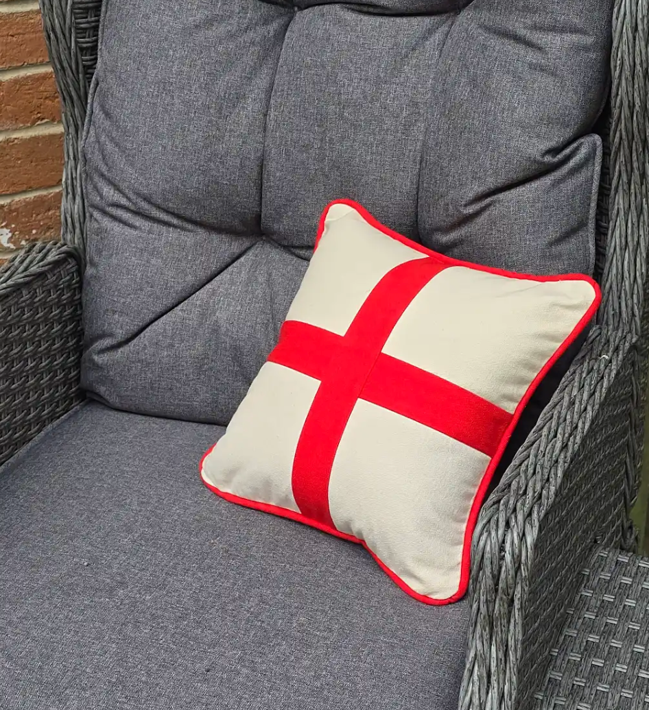 St George's Cross Cushion | Patchwork Cotton | Piped Edge | 30cm