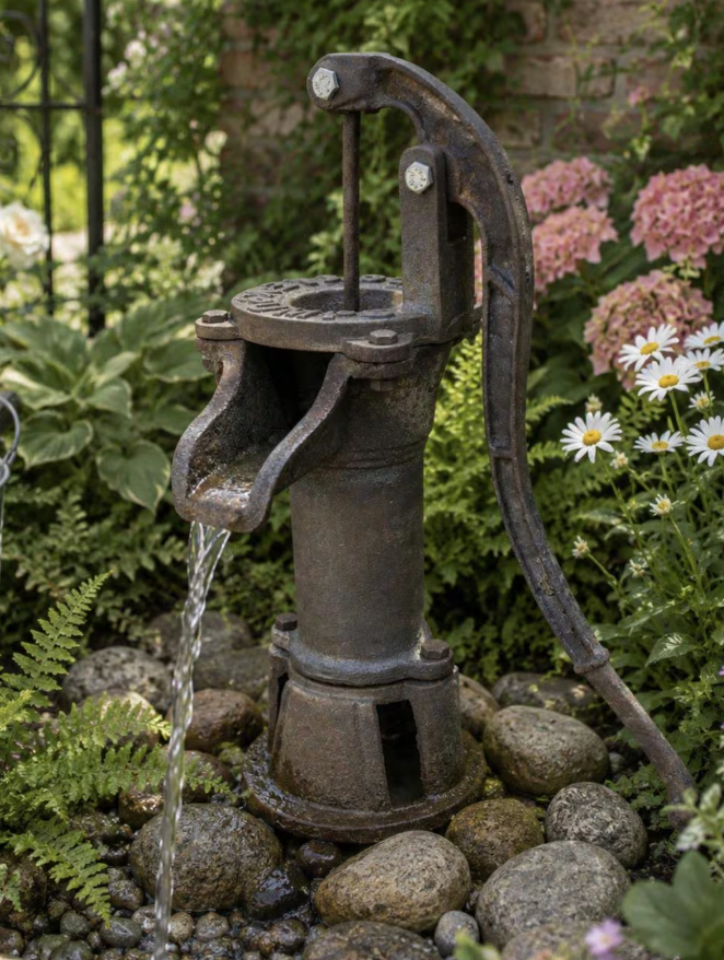 Grey Rusty Water Pump with Blockley Inscription
