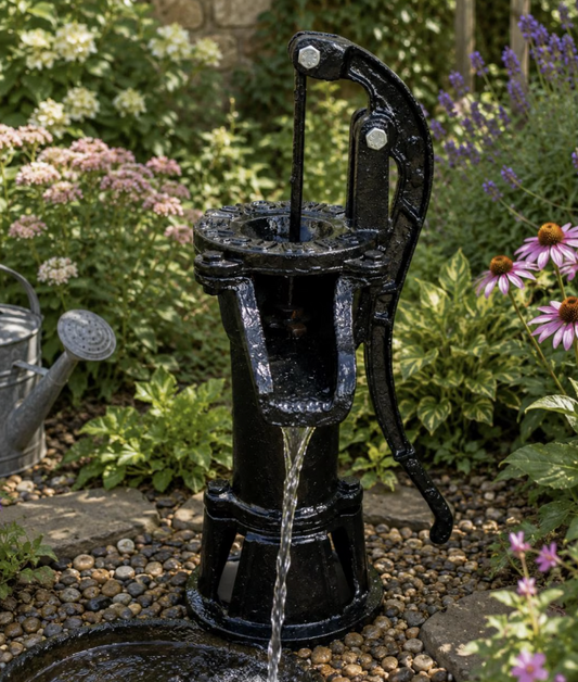 Black Rusty Water Pump with Blockley Inscription