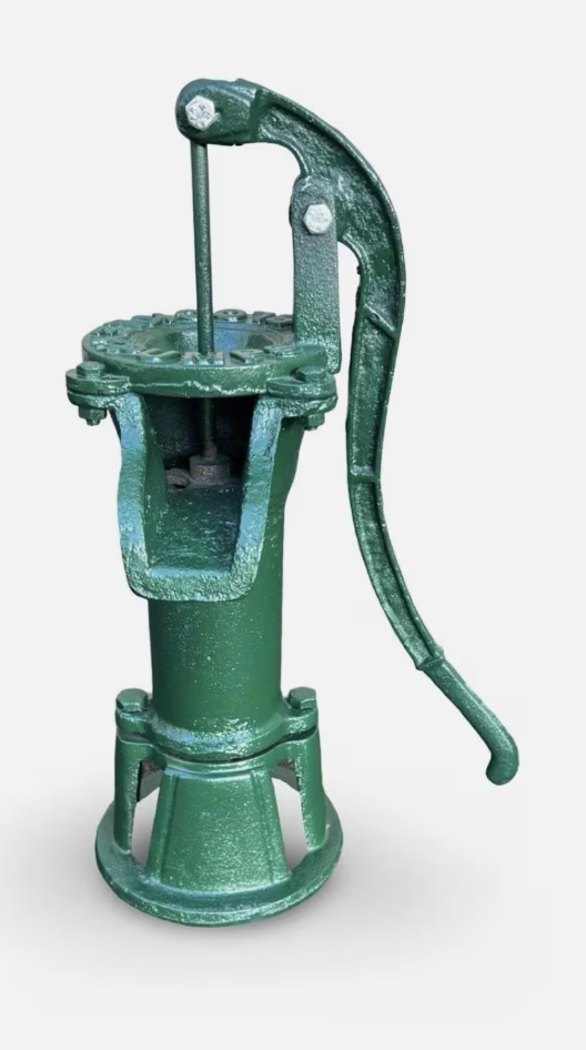 Green Rusty Water Pump with Blockley Inscription