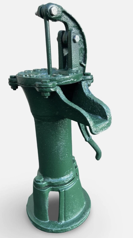 Green Rusty Water Pump with Blockley Inscription