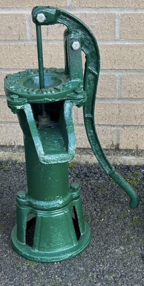 Green Rusty Water Pump with Blockley Inscription