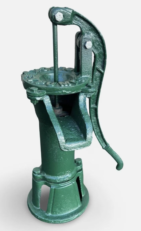 Green Rusty Water Pump with Blockley Inscription