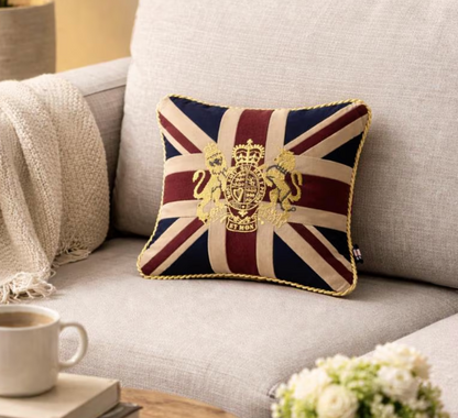 Mini Union Jack Embroidered Cushion - Patriotic British Pillow