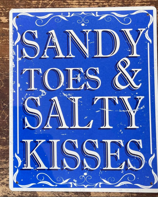 Sandy Toes and Salty Kisses Aluminium Sign