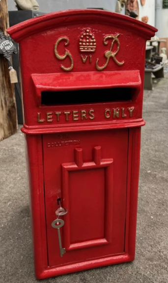 GR Vintage Post Box | King George VI | Cast Iron | Pillar Box Red