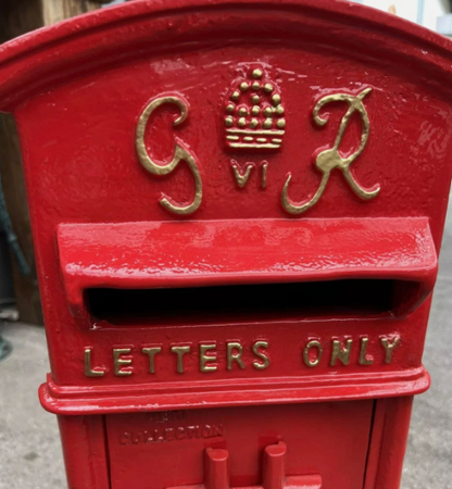GR Vintage Post Box | King George VI | Cast Iron | Pillar Box Red