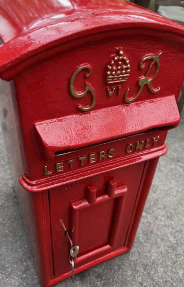 GR Vintage Post Box | King George VI | Cast Iron | Pillar Box Red