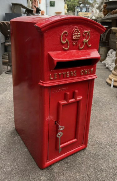GR Vintage Post Box | King George VI | Cast Iron | Pillar Box Red