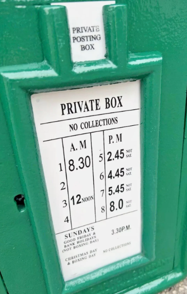 Irish Green Vintage Post Box | Cast Iron Front | 1970s Harp Design
