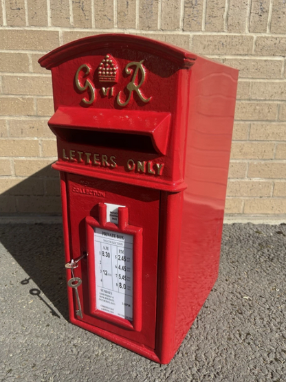 GR Vintage Post Box | King George VI | Cast Iron | Pillar Box Red