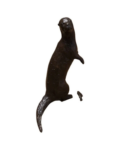 Bronze Otter and Fish Sculpture | Lost Wax Cast | Indoor & Outdoor