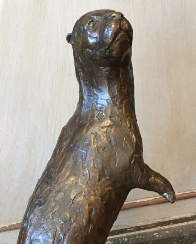 Bronze Otter and Fish Sculpture | Lost Wax Cast | Indoor & Outdoor