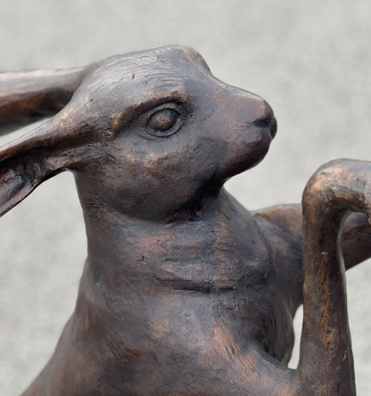 Bronze Boxing Hares | Smooth Finish | Pair