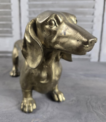 Bronze Dachshund Sculpture | Polished Gold Finish | Unique | Handcrafted
