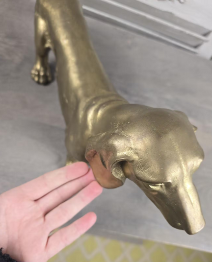 Bronze Dachshund Sculpture | Polished Gold Finish | Unique | Handcrafted