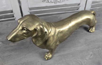 Bronze Dachshund Sculpture | Polished Gold Finish | Unique | Handcrafted
