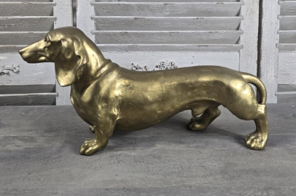 Bronze Dachshund Sculpture | Polished Gold Finish | Unique | Handcrafted