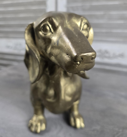 Bronze Dachshund Sculpture | Polished Gold Finish | Unique | Handcrafted