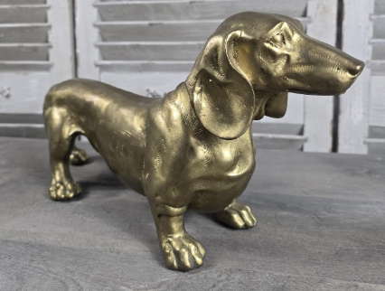 Bronze Dachshund Sculpture | Polished Gold Finish | Unique | Handcrafted