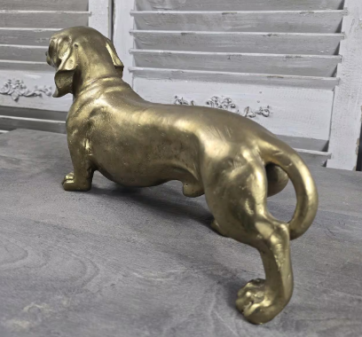 Bronze Dachshund Sculpture | Polished Gold Finish | Unique | Handcrafted
