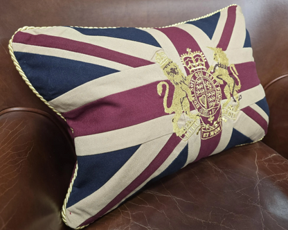 Union Jack Embroidered Cushion - Patriotic British Pillow Rectangular