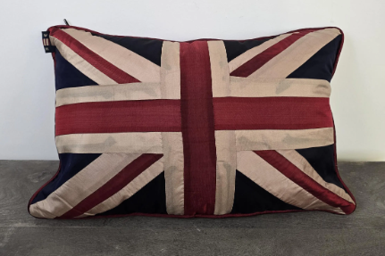 Silk Union Jack Cushion | Rectangular British Patriotic Pillow | 46cm x 30cm