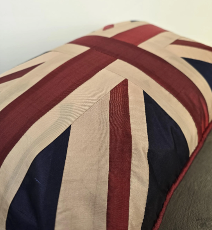 Silk Union Jack Cushion | Rectangular British Patriotic Pillow | 46cm x 30cm
