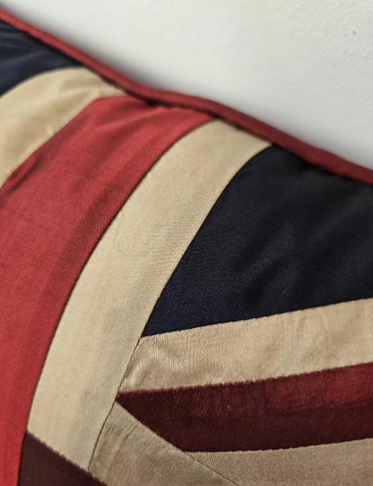 Silk Union Jack Cushion | Rectangular British Patriotic Pillow | 46cm x 30cm