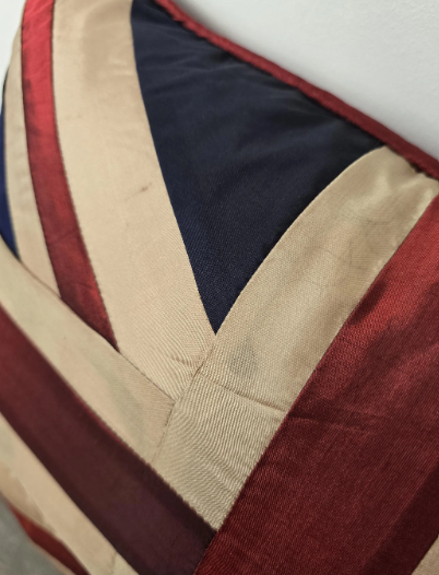 Silk Union Jack Cushion | Rectangular British Patriotic Pillow | 46cm x 30cm