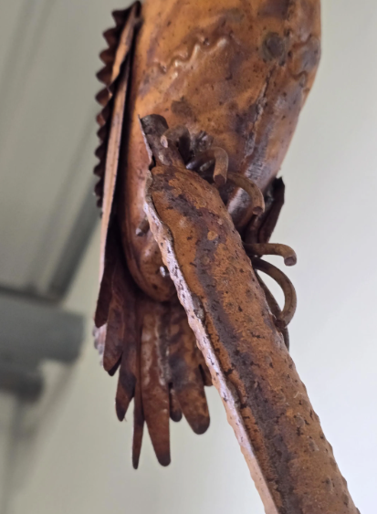 Rusty Bird on Reed | Handcrafted Garden Sculpture