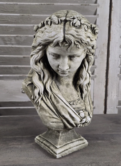 Ophelia White Aged Stone Bust