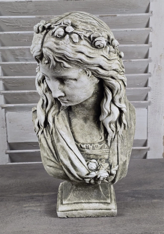 Ophelia White Aged Stone Bust