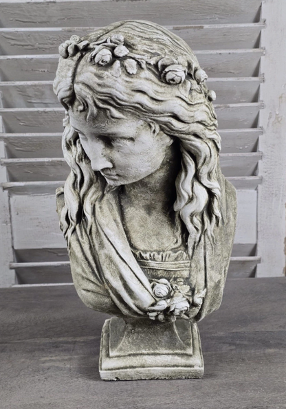 Ophelia White Aged Stone Bust