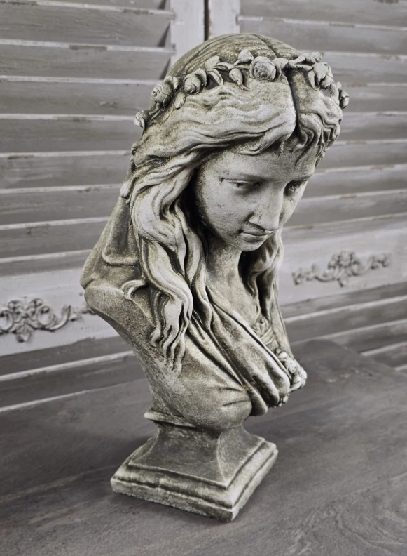 Ophelia White Aged Stone Bust