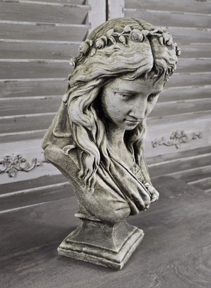 Ophelia White Aged Stone Bust