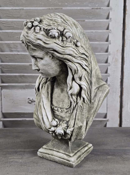 Ophelia White Aged Stone Bust