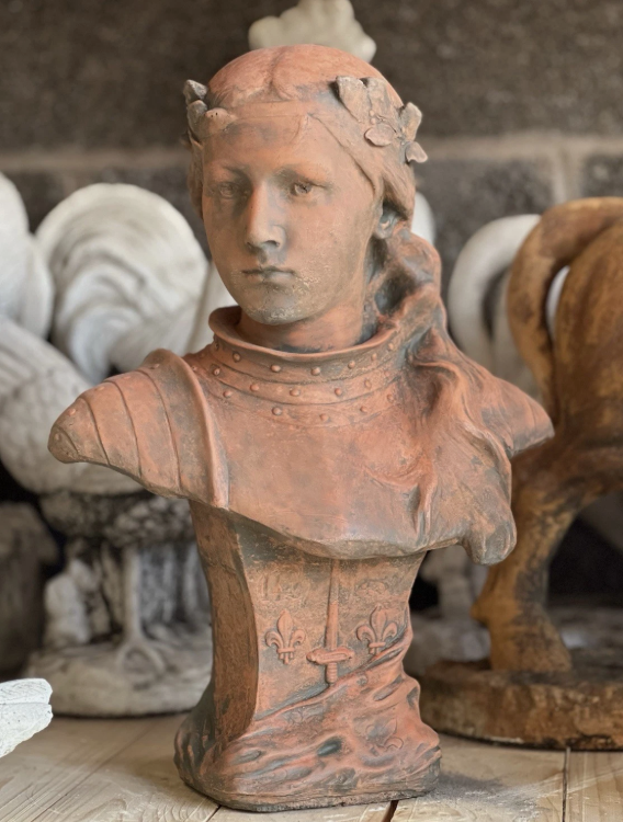 Joan of Arc Terracotta Stone Bust