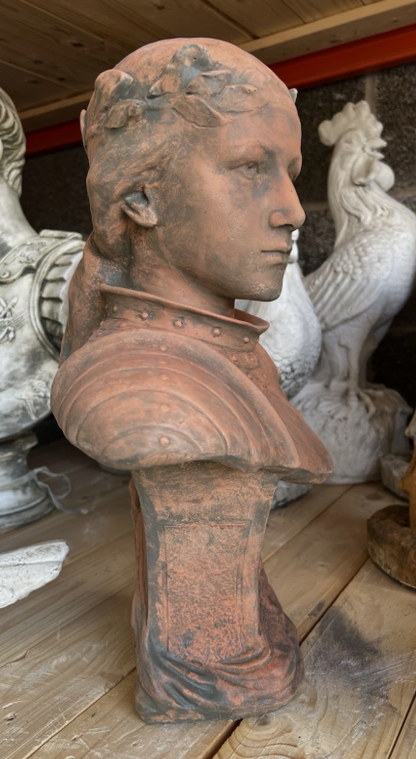 Joan of Arc Terracotta Stone Bust