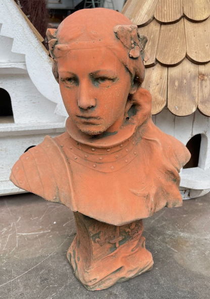 Joan of Arc Terracotta Stone Bust